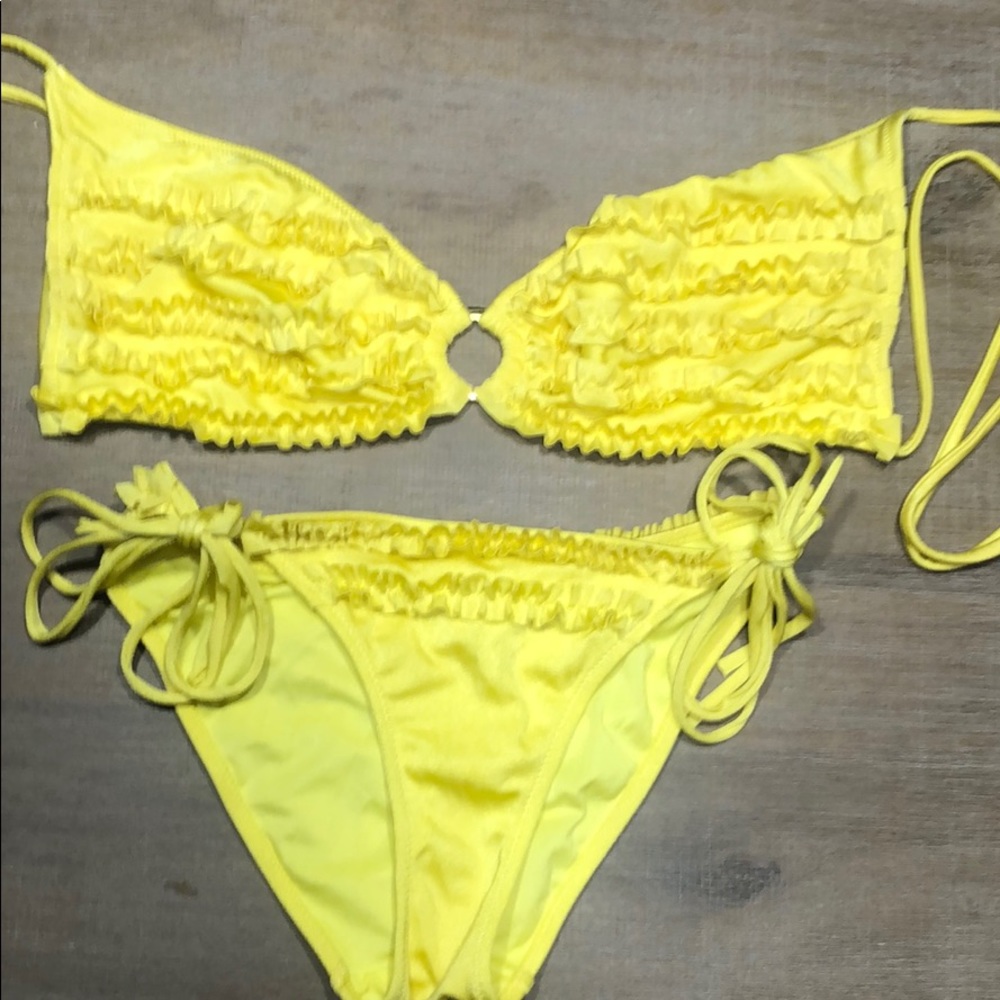 Yellow Ruffle Side Tie Bikini